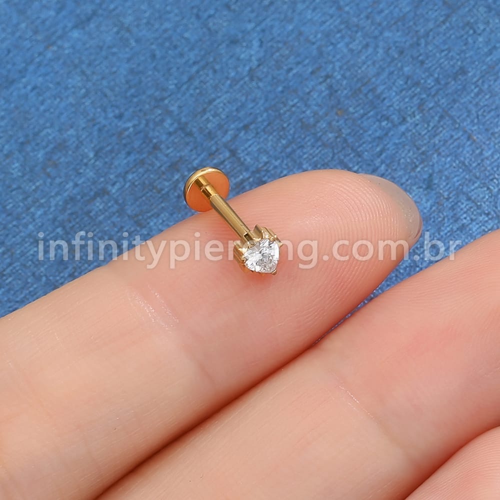Piercing Labret Titânio Coração Zircônia