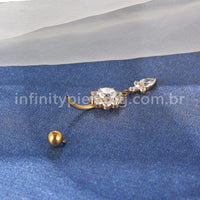 Piercing Banana Titânio Flor Zircônia Com Pingente