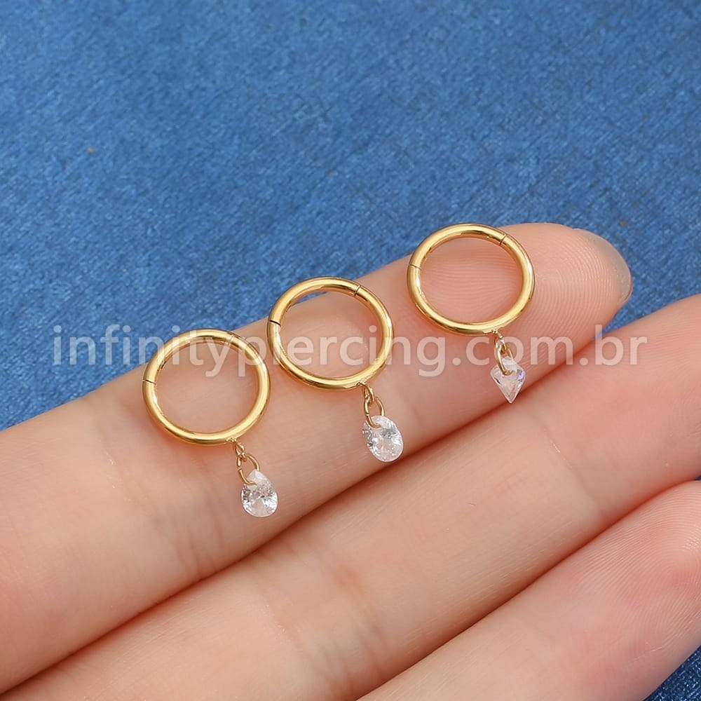 Piercing Argola Lisa Titânio Com Pingente