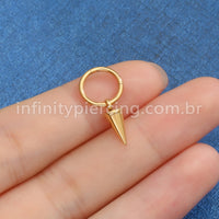Piercing Argola Lisa Titânio Com Pingente Spike