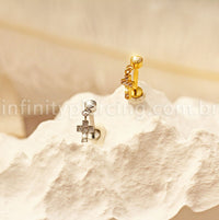 Piercing Labret Titânio Pingente Cruz Cravejada