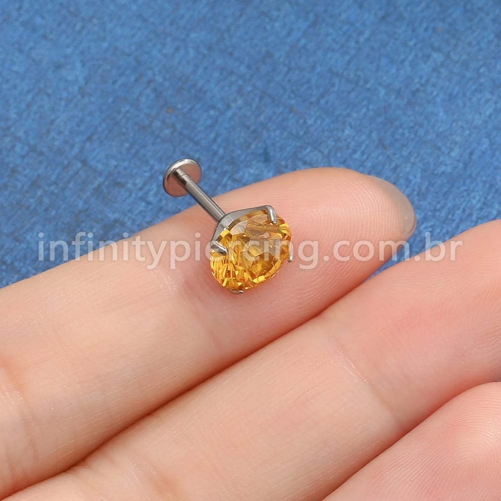 Piercing Labret Titânio Ponto De Luz Zircônia Colorida