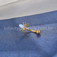 Piercing Banana Titânio Aranha Zircônia Cravejada