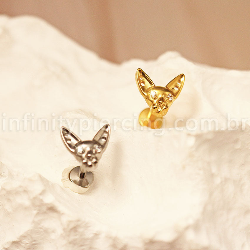 Piercing Labret Titânio Gato