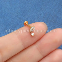 Piercing Labret Titânio Flor Com Pingente Zircônia
