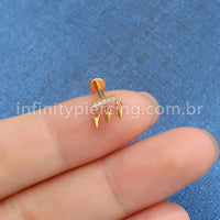 Piercing Labret Titânio Barra Com Pingentes Spike
