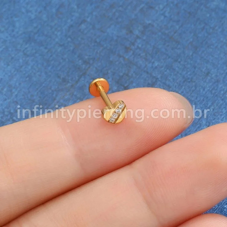 Piercing Labret Titânio Coração Zircônia Cravejada
