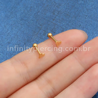 Piercing Minibarbell  Aço Cirúrgico Coração Liso