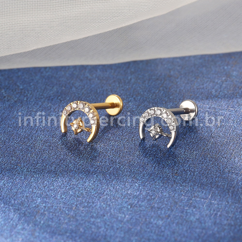 Piercing Labret Titânio Lua