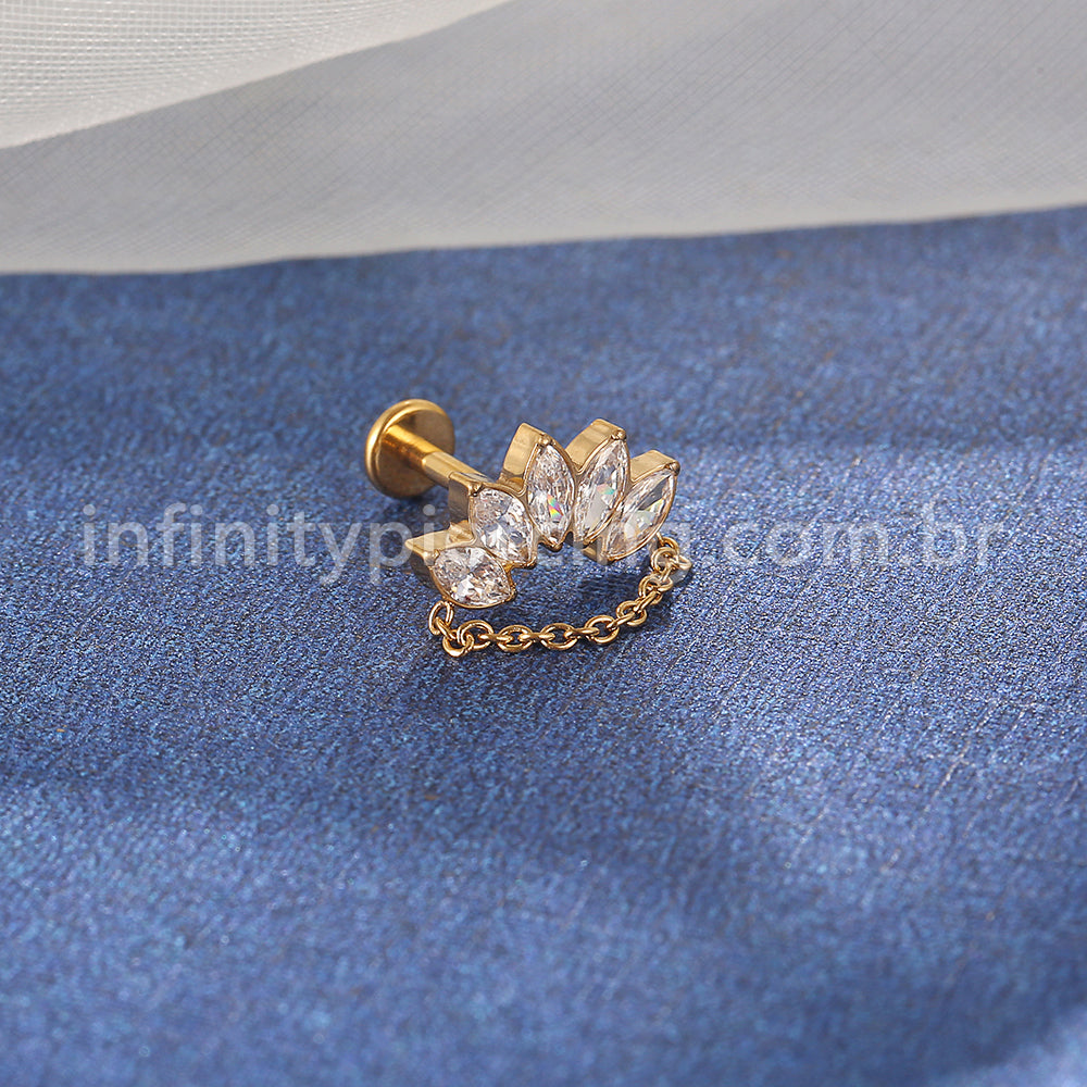 Piercing Labret em Titânio G23 com Zircônia Brilhante – Design Premium Minimalista para Estilo Elegante e Moderno