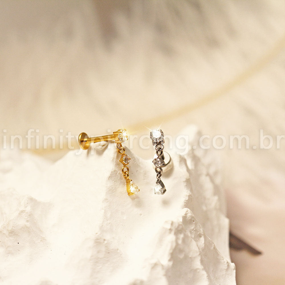 Piercing Labret Titânio Com Pingente