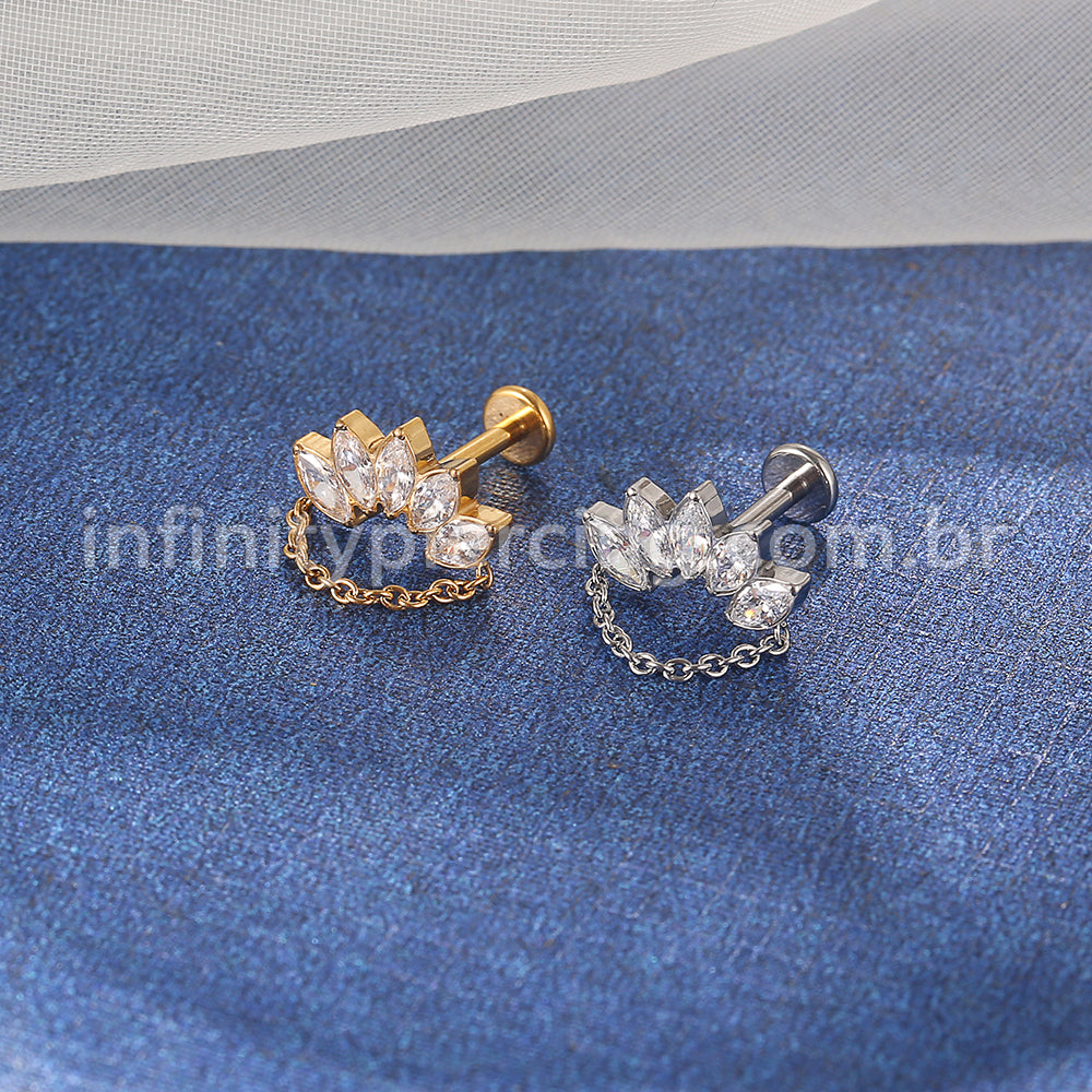 Piercing Labret em Titânio G23 com Zircônia Brilhante – Design Premium Minimalista para Estilo Elegante e Moderno