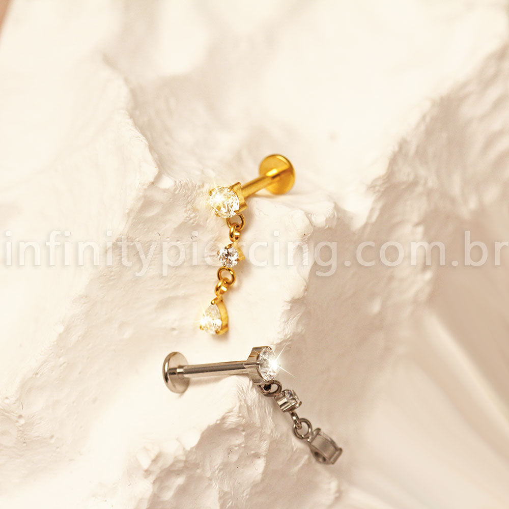 Piercing Labret Titânio Com Pingente