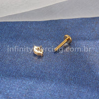 Piercing Labret Titânio Oval 4 Zircônias