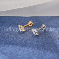 Piercing Labret Titânio Oval 4 Zircônias