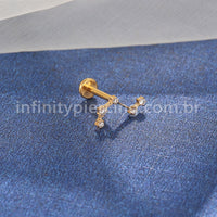 Piercing Labret Titânio 5 Zircônias Cravejada