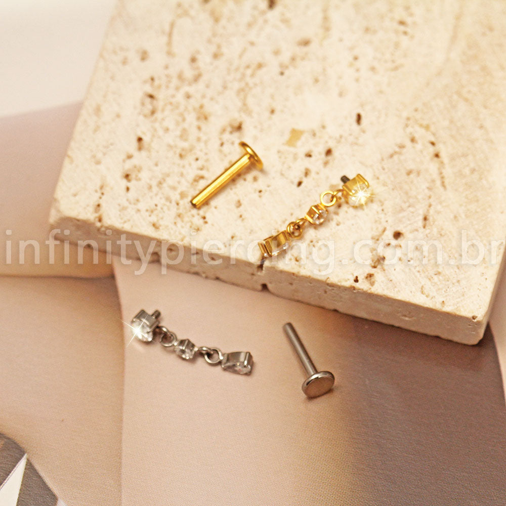 Piercing Labret Titânio Com Pingente