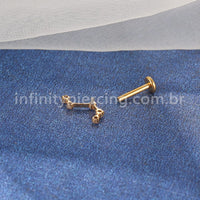 Piercing Labret Titânio 5 Zircônias Cravejada