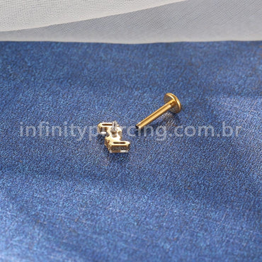 Piercing Labret Aço Cirúrgico Zircônia Retangular