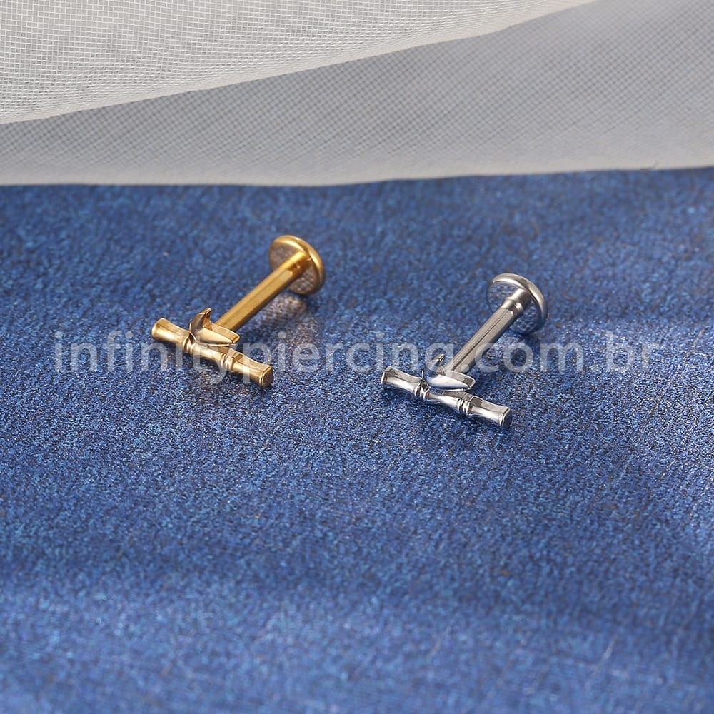 Piercing Labret Aço Cirúrgico Bambu