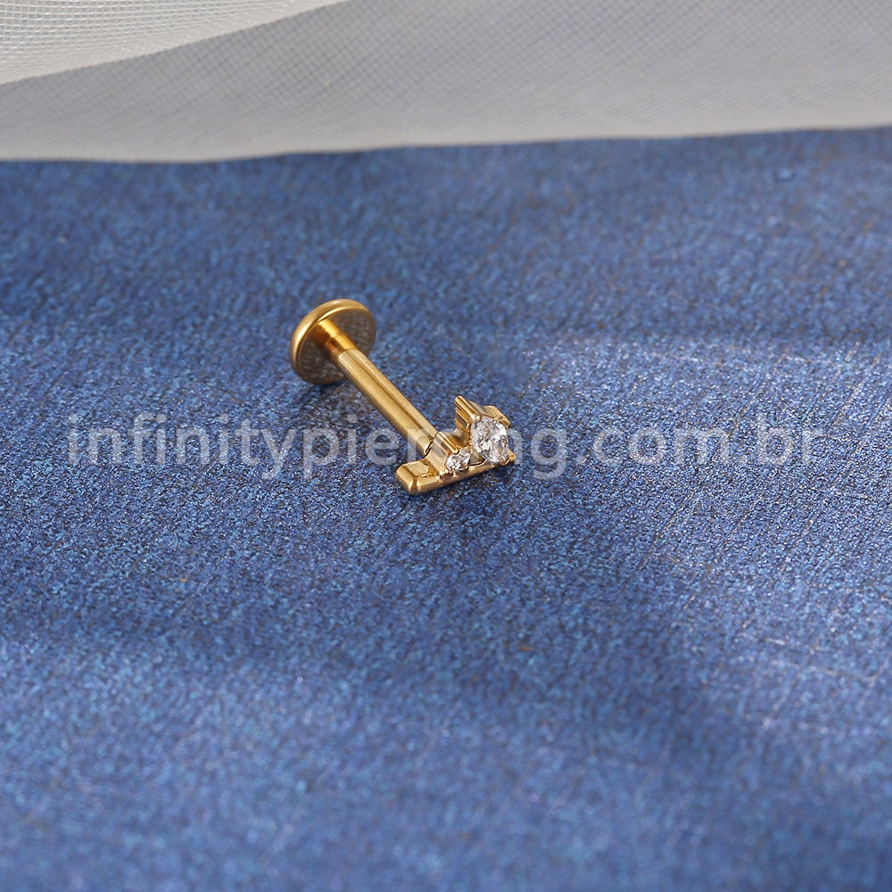 Piercing Labret Titânio 2 Zircônias