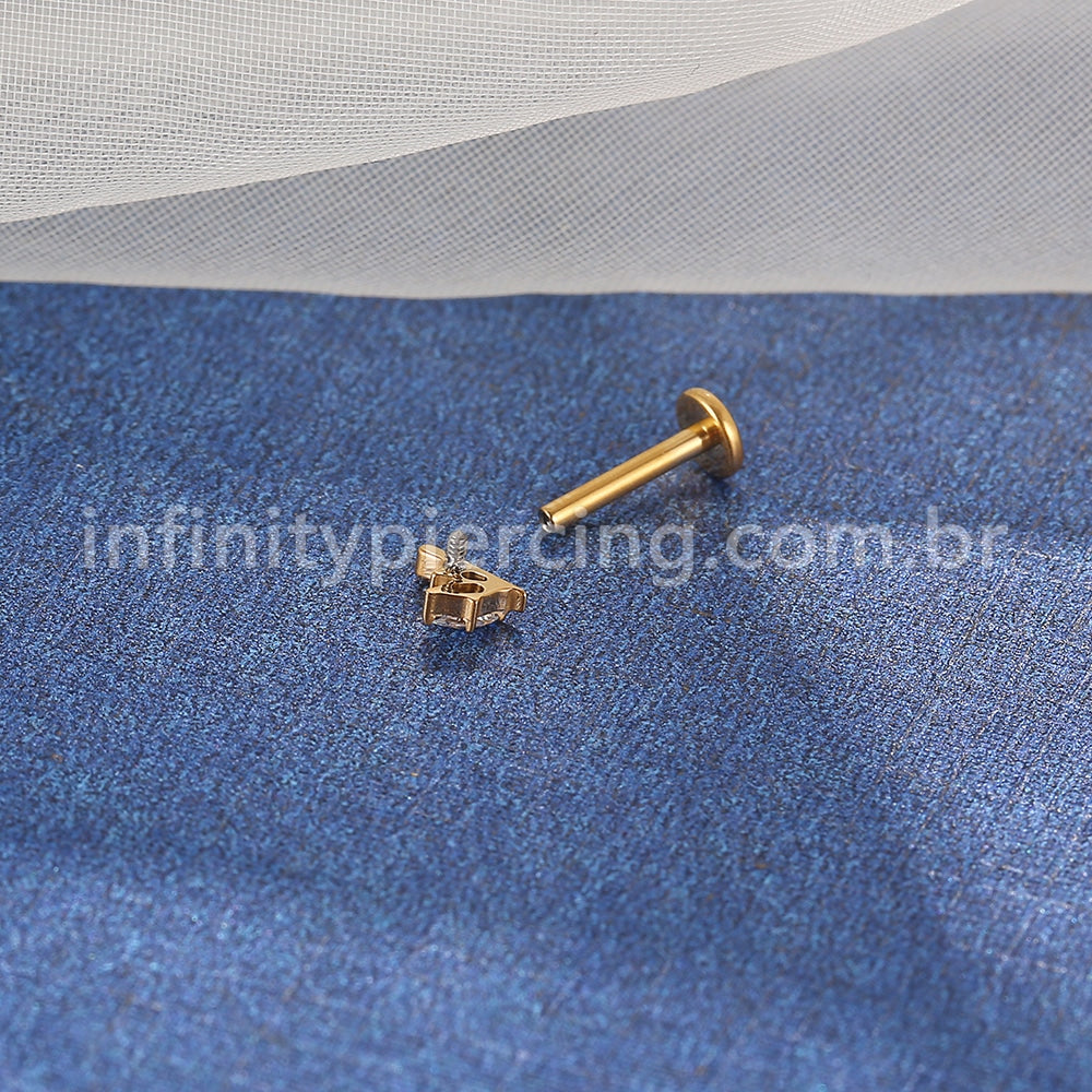 Piercing Labret Titânio 2 Zircônias