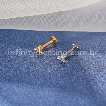 Piercing Labret Titânio 2 Zircônias