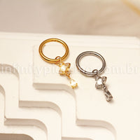 Piercing Argola Titânio Pingente Olho Com Zircônia Cravejada