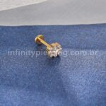 Piercing Labret Titânio 7 Zircônias