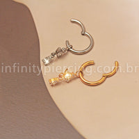 Piercing Argola Titânio Pingente Olho Com Zircônia Cravejada