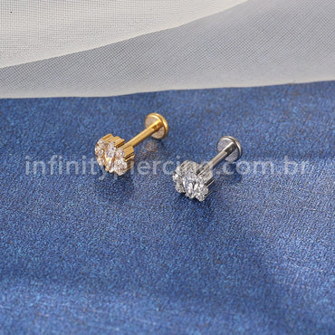 Piercing Labret Titânio 7 Zircônias