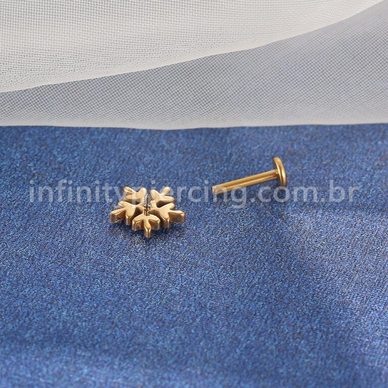 Piercing Labret Titânio Floco De Neve