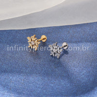 Piercing Labret Titânio Floco De Neve