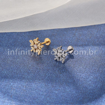 Piercing Labret Titânio Floco De Neve