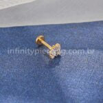 Piercing Labret Titânio 5 Zircônias Cravejada