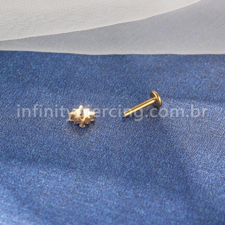 Piercing Labret Titânio 5 Zircônias Cravejada