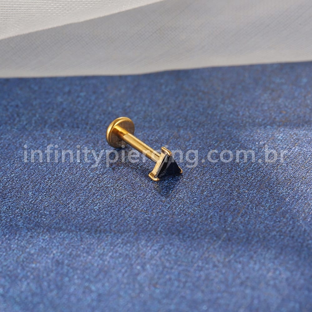 Piercing Labret Aço Cirúrgico Zircônia Triangular