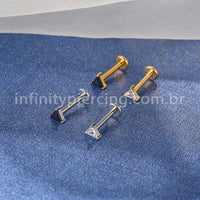 Piercing Labret Aço Cirúrgico Zircônia Triangular