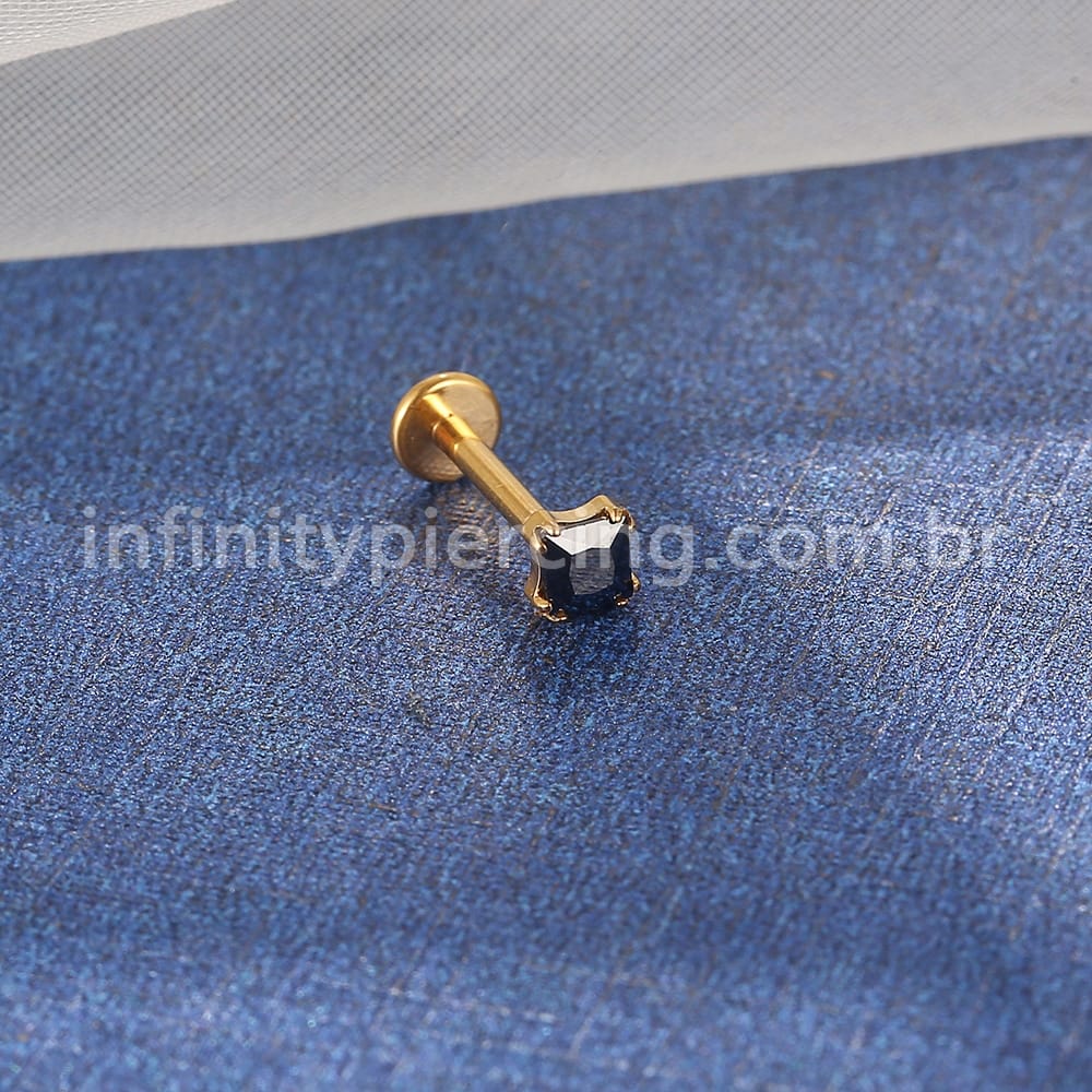 Piercing Labret Aço Cirúrgico Zircônia Quadrada