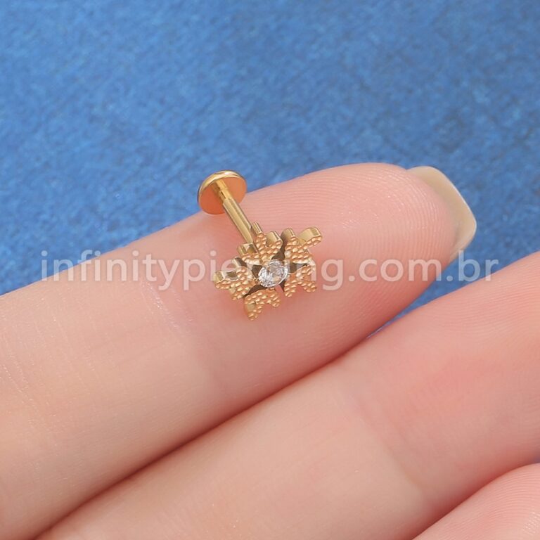 Piercing Labret Titânio Floco De Neve
