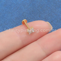 Piercing Labret Titânio 5 Zircônias Cravejada