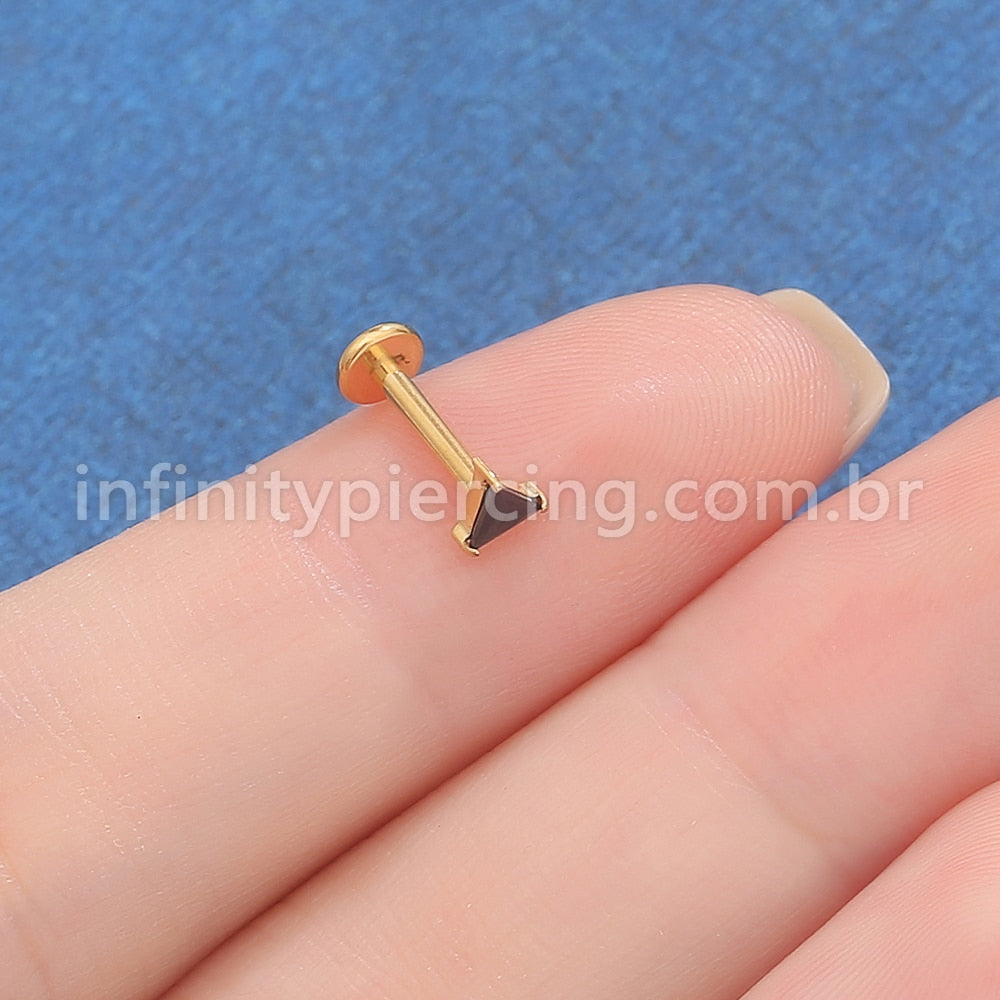 Piercing Labret Aço Cirúrgico Zircônia Triangular