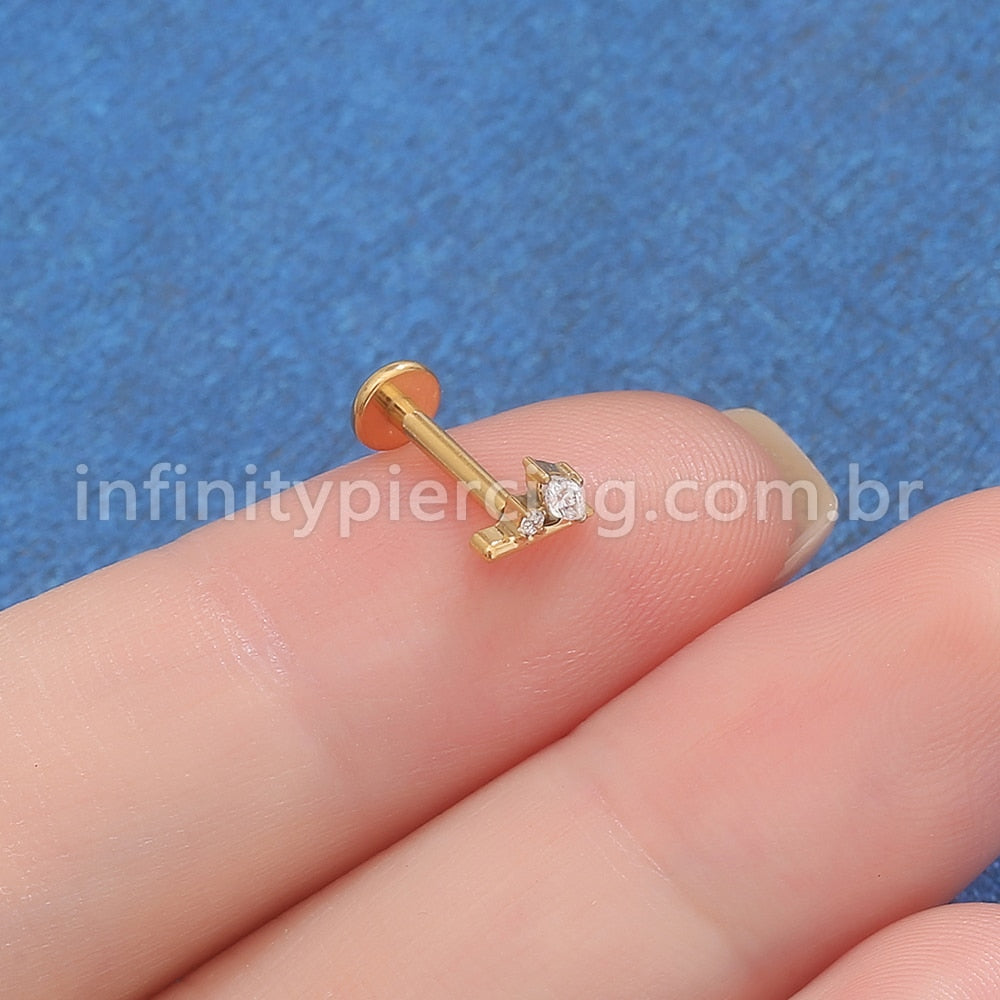 Piercing Labret Titânio 2 Zircônias
