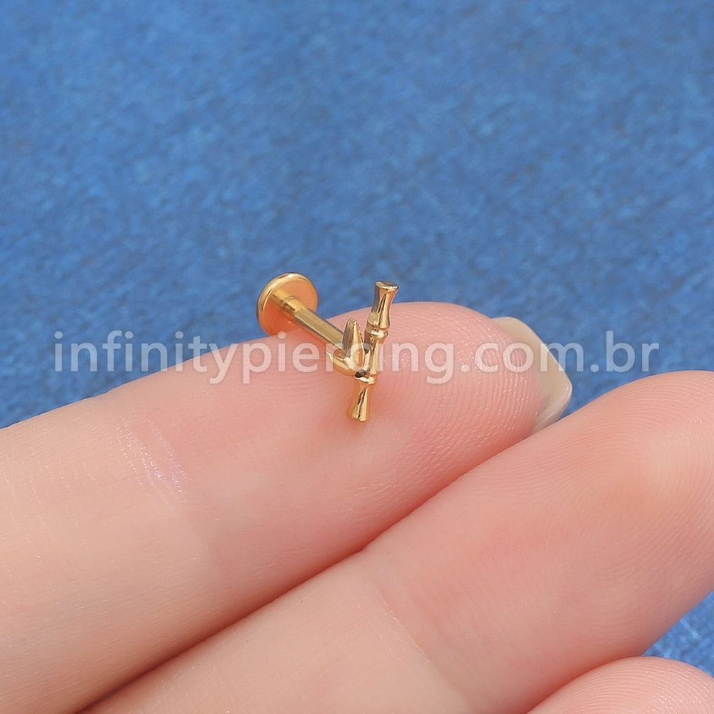 Piercing Labret Aço Cirúrgico Bambu