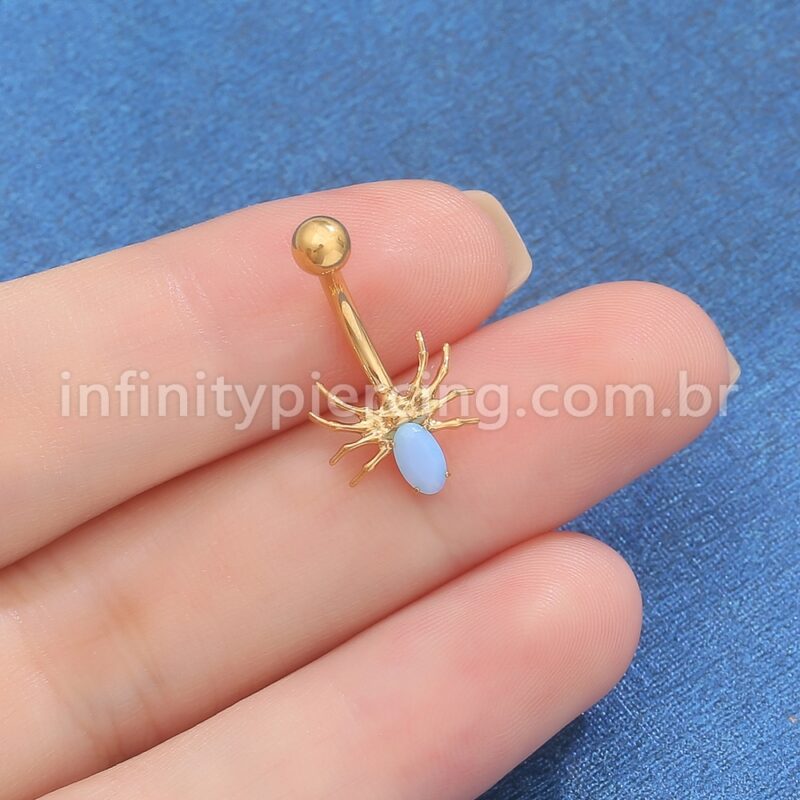 Piercing Banana Titânio Aranha Zircônia Cravejada