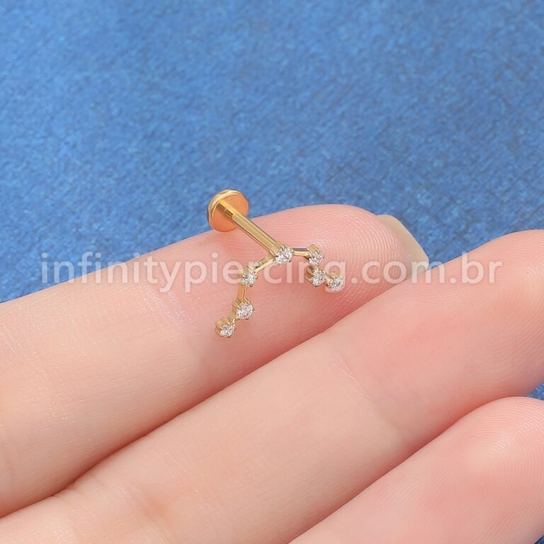 Piercing Labret Titânio 7 Zircônias Cravejada