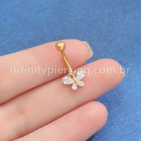 Piercing Banana Titânio Borboleta Zircônia