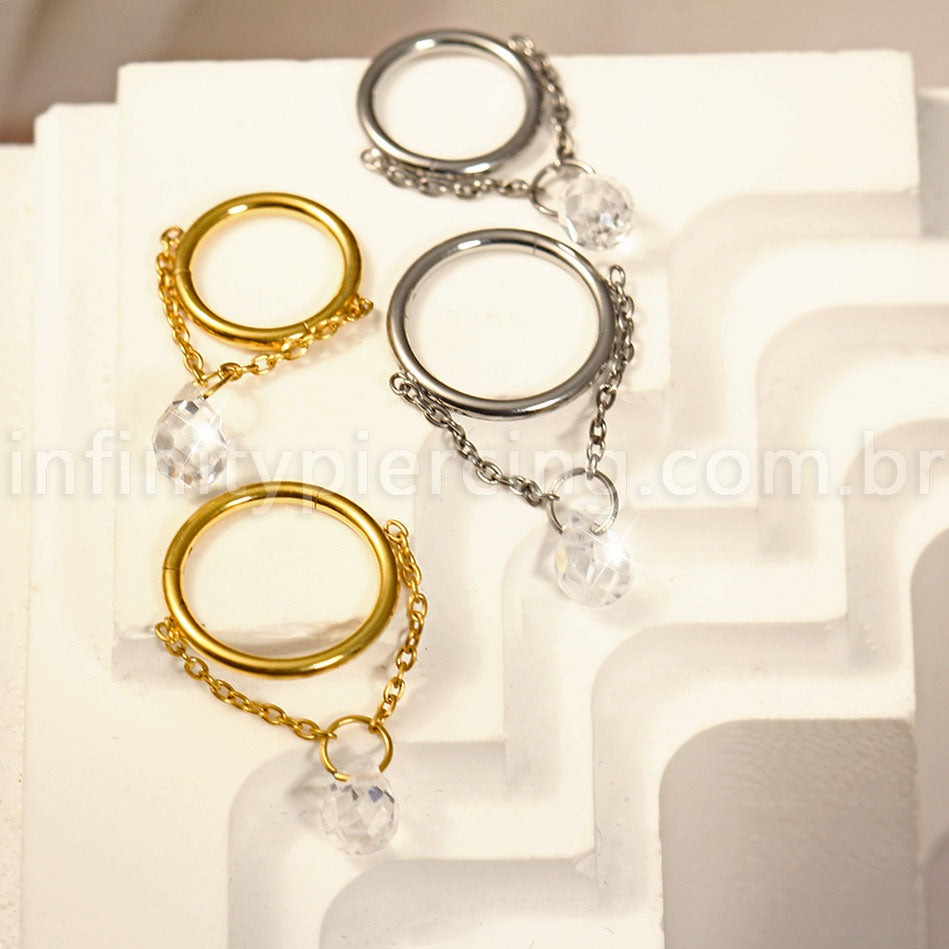 Piercing Argola Titânio Pingente Gota