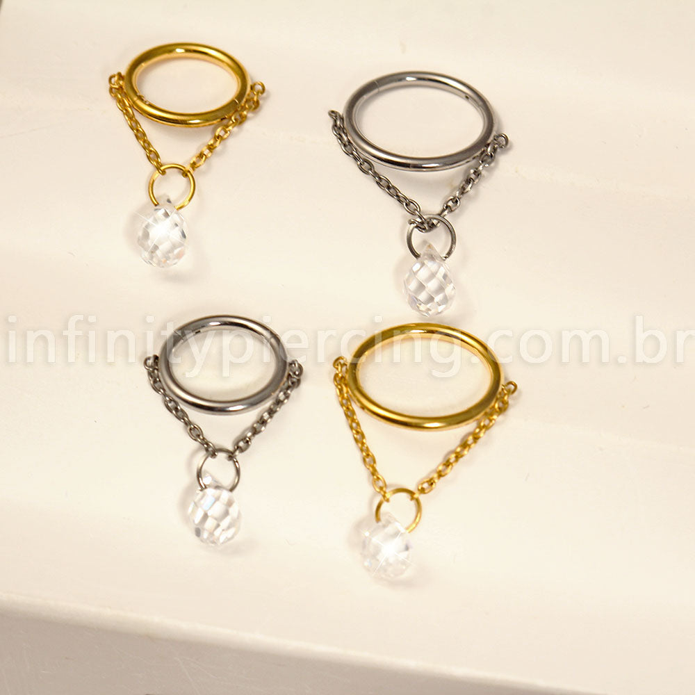 Piercing Argola Titânio Pingente Gota