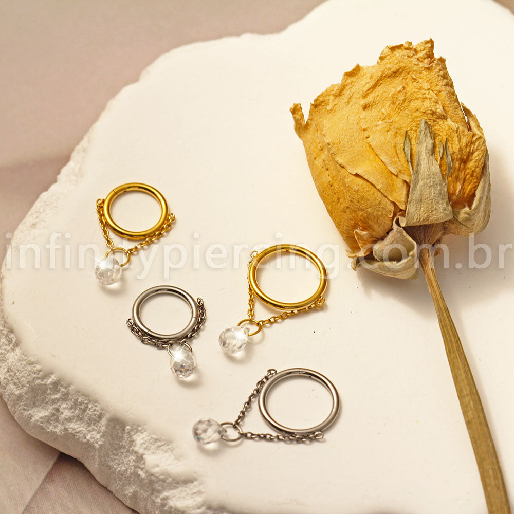 Piercing Argola Titânio Pingente Gota